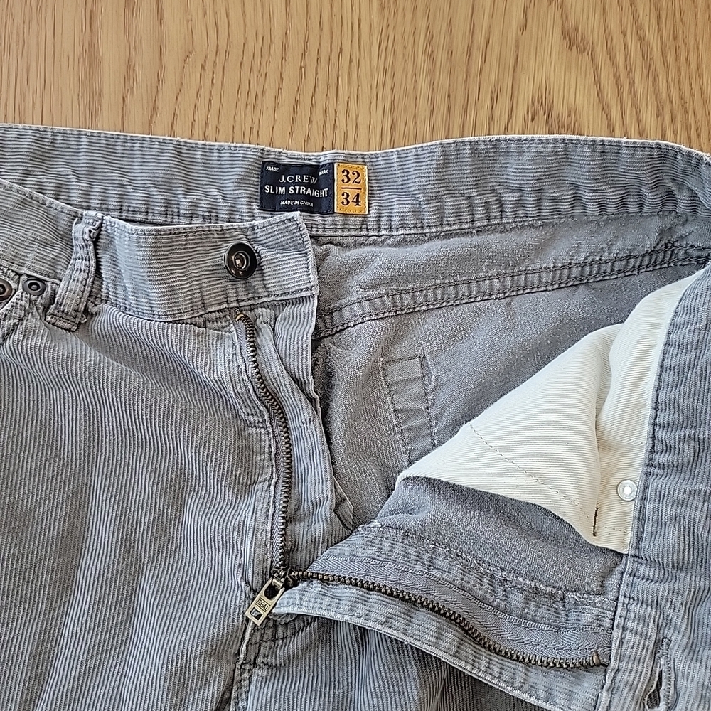 J.CREW Corduroy Pants Men's Slim Straight Gray Size‎ 32x34 Cotton - Picture 3 of 10
